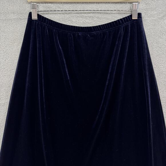 VTG Talbots Skirt Womens M Purple Black Velvet Pullon Elastic Waist Maxi Length - Picture 6 of 11